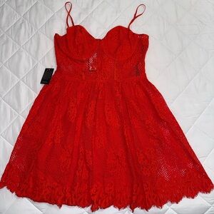 bebe Red Lace Mini Dress